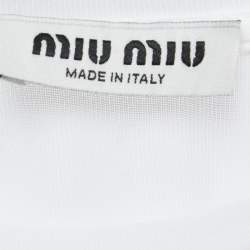 Miu Miu White Synthetic Crew Neck Short Sleeve T-Shirt M