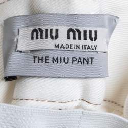 Miu Miu White Denim Elastic Waist Cuffed Shorts S
