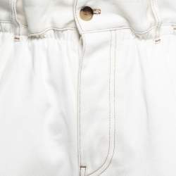Miu Miu White Denim Elastic Waist Cuffed Shorts S