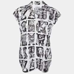 Miu Miu White Printed Cotton Sleeveless Shirt M