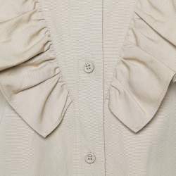 Miu Miu Brown Cotton Ruffled Button Front Shirt XS