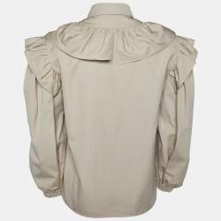 Miu Miu Brown Cotton Ruffled Button Front Shirt XS