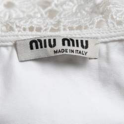 Pre Owned Miu Miu White Cotton & Lace Collar Detail Shirt S