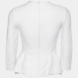 Miu Miu White Crepe Ruffled Hem Top XS