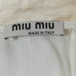 Pre Owned Miu Miu Blue Sequined Bow Embellished Sleeveless Top XS