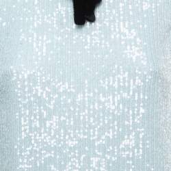 Pre Owned Miu Miu Blue Sequined Bow Embellished Sleeveless Top XS