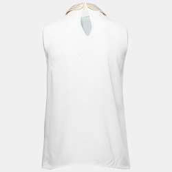 Pre Owned Miu Miu Blue Sequined Bow Embellished Sleeveless Top XS