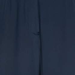 Miu Miu Navy Blue Crepe Embellished Cropped Trousers S