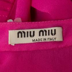 Miu Miu Pink Silk Embellished Pleated Top S