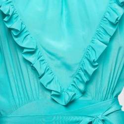 Miu Miu Turquoise Blue Silk Crepe de Chine Long Dress M