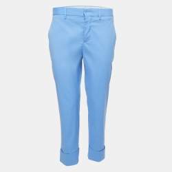 Miu Miu Blue Stretch Cotton Trousers S