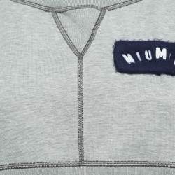 Miu Miu Grey Logo Embroidered Cotton Blend Joggers Crop Top Set S