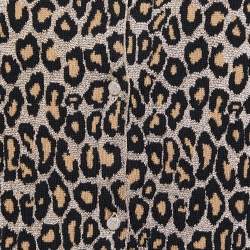Miu Miu Beige Leopard Lurex Knit Button Front Cropped Cardigan M