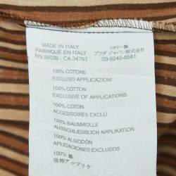 Pre Owned Miu Miu Brown Striped Cotton Embellished Low Neck Mini Dress S