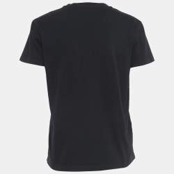 Pre Owned Miu Miu Black Casablanaca Kisses Print Distressed Cotton Half Sleeve T-Shirt S