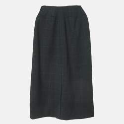 Miu Miu Grey Plaid Check Wool Blend Pencil Skirt XS