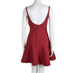 مملوكة مسبقًا Miu Miu Red Wool Fit And Flare Dress S