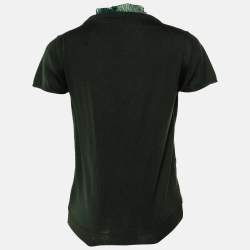 Miu Miu Green Silk & Wool Knit Ruffled Button Front Top M