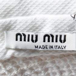 Miu Miu White Floral Print Cotton Smocked Top M