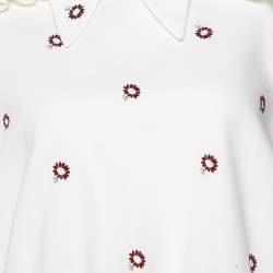 Miu Miu White Floral Print Cotton Smocked Top M