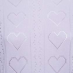 Miu Miu Purple Eyelet Knit Wool Short Sleeve Top L