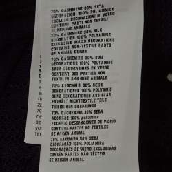 Pre Owned Miu Miu Navy Blue Eyelet Knit Cashmere Embellished Collar Cardigan S