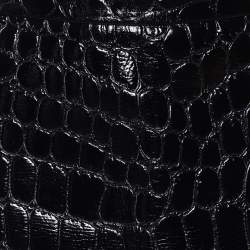 Miu Miu Black Crocodile Embossed Ciré Mini Skirt S