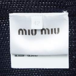 Miu Miu Navy Blue Logo Intarsia Knit Top M