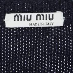Miu Miu Navy Blue Logo Intarsia Knit Top M