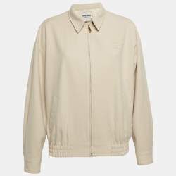 Miu Miu Beige Logo Applique Gabardine Oversized Jacket S