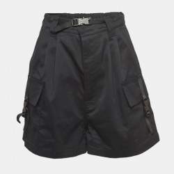 Miu Miu Black Logo Print Black Belted Cargo Shorts S