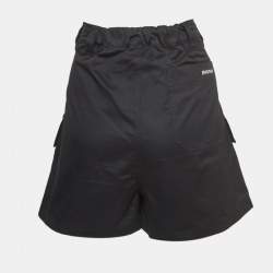 Miu Miu Black Logo Print Black Belted Cargo Shorts S