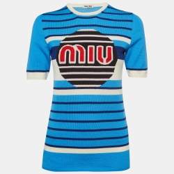Miu Miu Blue Striped Wool Knit Top S
