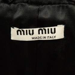 Miu Miu Black Satin Crystal Embellished Bomber Jacket S