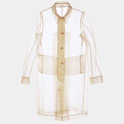 Miu Miu Beige Mesh Button Front Long Jacket M