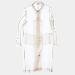 Miu Miu Beige Mesh Button Front Long Jacket M