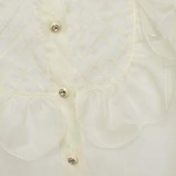 Miu Miu Off White Silk Buttoned Front Ruffled Top M