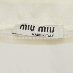 Miu Miu Off White Silk Buttoned Front Ruffled Top M