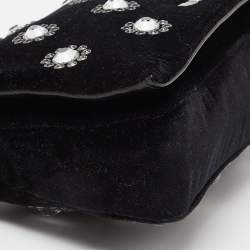 Pre Owned Miu Miu Black Velvet Embellished Starlight Shoulder Bag