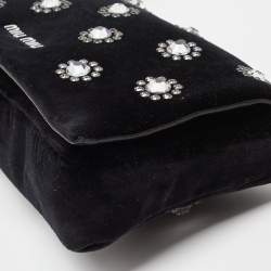 Pre Owned Miu Miu Black Velvet Embellished Starlight Shoulder Bag