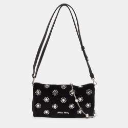 Pre Owned Miu Miu Black Velvet Embellished Starlight Shoulder Bag