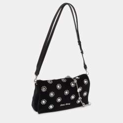 Pre Owned Miu Miu Black Velvet Embellished Starlight Shoulder Bag