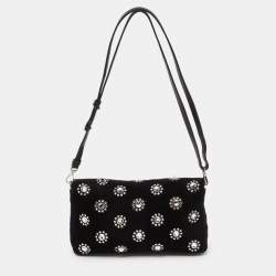 Pre Owned Miu Miu Black Velvet Embellished Starlight Shoulder Bag