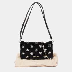 Pre Owned Miu Miu Black Velvet Embellished Starlight Shoulder Bag