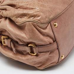 Miu Miu Dusty Pink Leather Lily Distressed Satchel