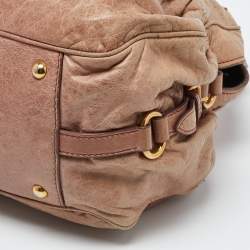Miu Miu Dusty Pink Leather Lily Distressed Satchel