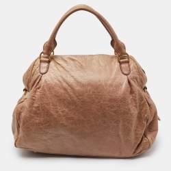 Miu Miu Dusty Pink Leather Lily Distressed Satchel