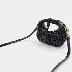 Miu Miu Black Nappa Matelasse Mini Wander Hobo 