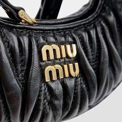 Miu Miu Black Nappa Matelasse Mini Wander Hobo 