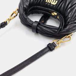 Miu Miu Black Nappa Matelasse Mini Wander Hobo 